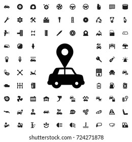 Car pin icon. set of filled car service icons.