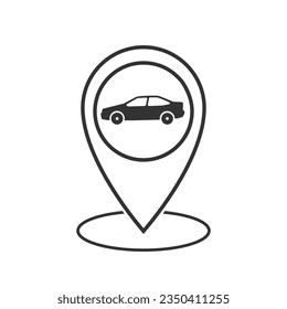 Car and pin icon, vector design in flat