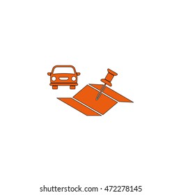 Car and pin on the map icon.