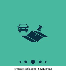 Car and pin on the map icon.