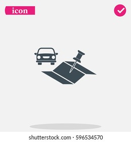 Car and pin on the map icon.