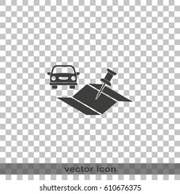 Car and pin on the map icon.