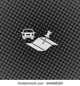 Car and pin on the map icon.