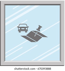 Car and pin on the map icon.