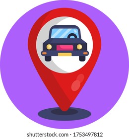 Icono de ilustración vectorial del pin del coche