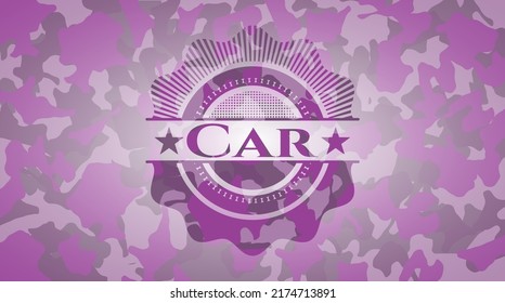 Car pink and purple on camo texture. Vector Illustration. Detailed. 