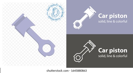 Icono plano del pistón camión. icono de línea