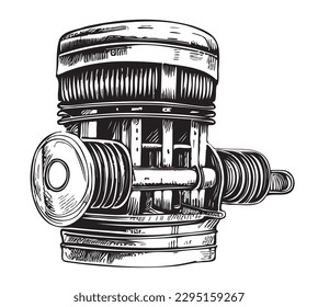 Esbozo dibujado a mano por el pistón del coche Ilustración del vector