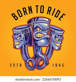 Car piston hot rod logo cartoon illustrations vector for your work, merchandise t-shirt, stickers and label designs, poster, greeting cards advertising business company or brands