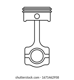 Car piston icon. Linear icon of metal cylindrical rod for motor engine. Black illustration. Contour isolated vector image on white background