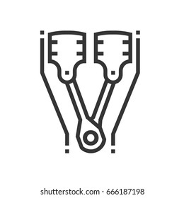 Car piston icon, part of the square icons, car service icon set. The illustration is a vector, editable stroke, thirty-two by thirty-two matrix grid, pixel perfect file.