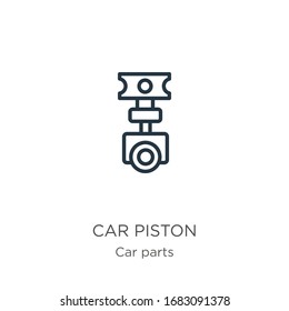 Car piston icon. Thin linear car piston outline icon isolated on white background from car parts collection. Line vector sign, symbol for web and mobile
