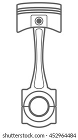 Car piston, motorcycle piston flat line style vector illustration. Black isolated on white background. Transportation car, motorcycle iron parts