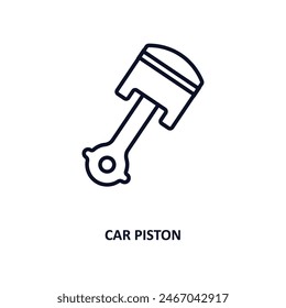 icono de contorno del pistón del coche.  Icono de línea delgada de la colección de piezas de automóvil. Vector editable aislado sobre fondo blanco
