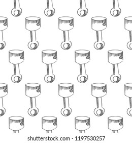 car piston seamless pattern isolated on white background