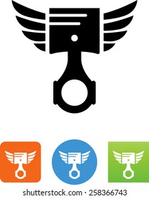 Car piston with wings icon