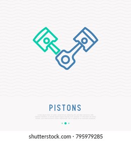 Car pistons thin line icon. Modern vector illustration.