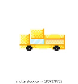 Car pixel art. Car cartoon. Vector illustration. Pickup truck.