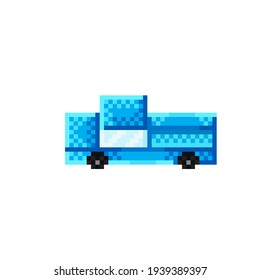 Car pixel art. Car cartoon. Vector illustration. Pickup truck.