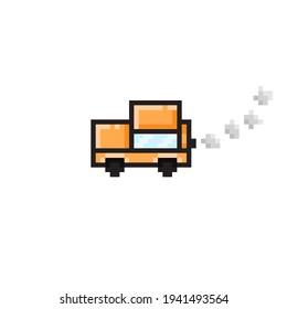 Car pixel art. Car cartoon. Vector illustration.