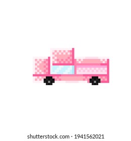 Car pixel art. Car cartoon. Vector illustration. Pickup truck.