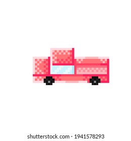 Car pixel art. Car cartoon. Vector illustration. Pickup truck.