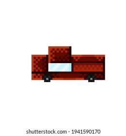 Car pixel art. Car cartoon. Vector illustration. Pickup truck.