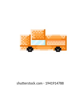 Dibujo de píxel de coche. Ilustración vectorial. Camión de recogida.