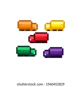 Car pixel art. Car cartoon. Vector illustration. Pickup truck. A truck pixel art.