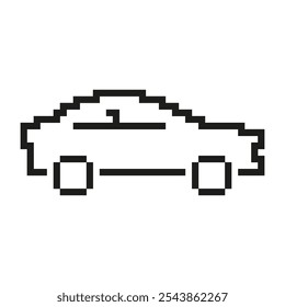 Icono pixelado del coche. Pixel Art Icon de un vehículo para el Transporte. Símbolo del automóvil para conducir y viajar. Ilustración vectorial aislada.