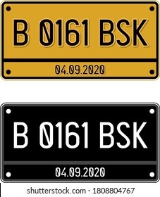 Car Plate or License Plate in Yellow and Black