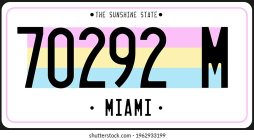 Car plate slogan. Vehicle license numbers of different American states. Vector set road transport metal signs Vintage print for tee shirt graphics, sticker and poster design.