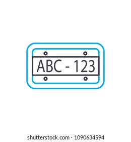 Car plate vector thin line stroke icon. Car plate outline illustration, linear sign, symbol concept.