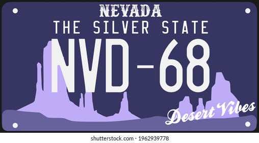 Car plates. Vehicle license numbers of different American states. Vector set road transport metal signs Vintage print for tee shirt graphics, sticker and poster design.