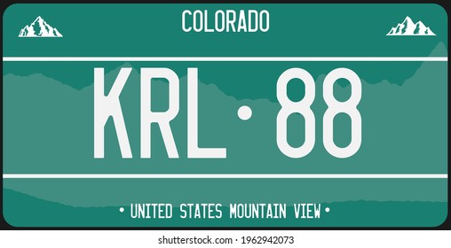 Car plates. Vehicle license numbers of different American states. Vector set road transport metal signs Vintage print for tee shirt graphics, sticker and poster design.