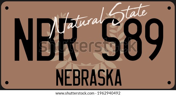 Car plates. Vehicle\
license numbers of different American states. Vector set road\
transport metal signs Vintage print for tee shirt graphics, sticker\
and poster design.