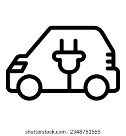 Car and plug line icon, Electric car concept, EV transport logo sign on white background, hybrid electric vehicle icon in outline style mobile concept web design. Vector graphics.