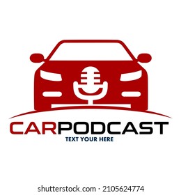 Car podcast vector logo template. This design use microphone symbol. Suitable for transportation