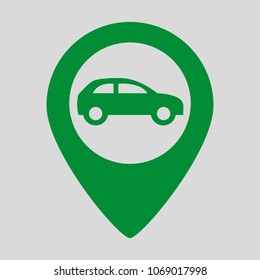 Car pointer icon on grey background. Vector illustration