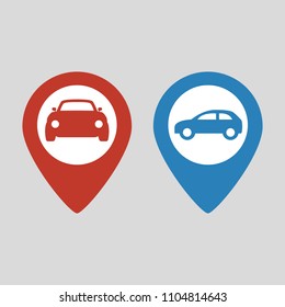 Car pointer icon on grey background. Vector illustration