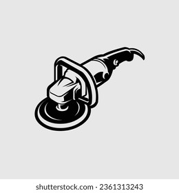 Vector de máquina de pulido aislado. Silueta monocroma de la máquina de detalle del coche color blanco y negro