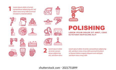 Car Polishing Tool Landing Web Page Header Banner Template Vector. Screwdriver With Different Attachment And Sponges For Car Polishing Body Details And Glass Illustration
