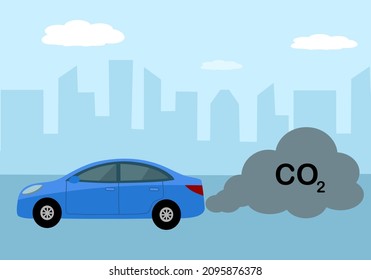 Car pollution with carbon dioxide toxic gas concept vector illustration. 