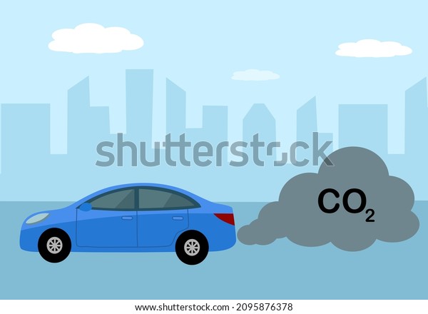 Car pollution with carbon dioxide toxic\
gas concept vector illustration.\
