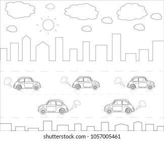 Car pollution. Car emissions carbon dioxide(CO2) . Motorist in cities with air pollution. Environmental problems concept - vector illustration eps10