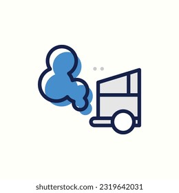 car pollution icon, isolated blue icon in light background, perfect for blog, logo, graphic design, social media, UI, mobile app