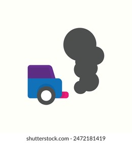 car pollution icon, isolated flat colored environment icon set