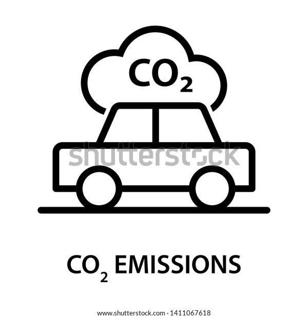 Car pollution icon. Simple design. Line\
vector. Isolate on white\
background.