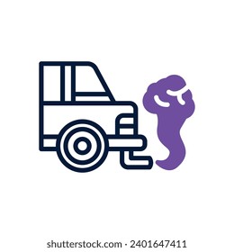 icono de contaminación del coche. icono de doble tono vectorial para tu sitio web, móvil, presentación y diseño de logotipo.