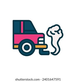 car pollution icon. vector filled color icon for your website, mobile, presentation, and logo design.